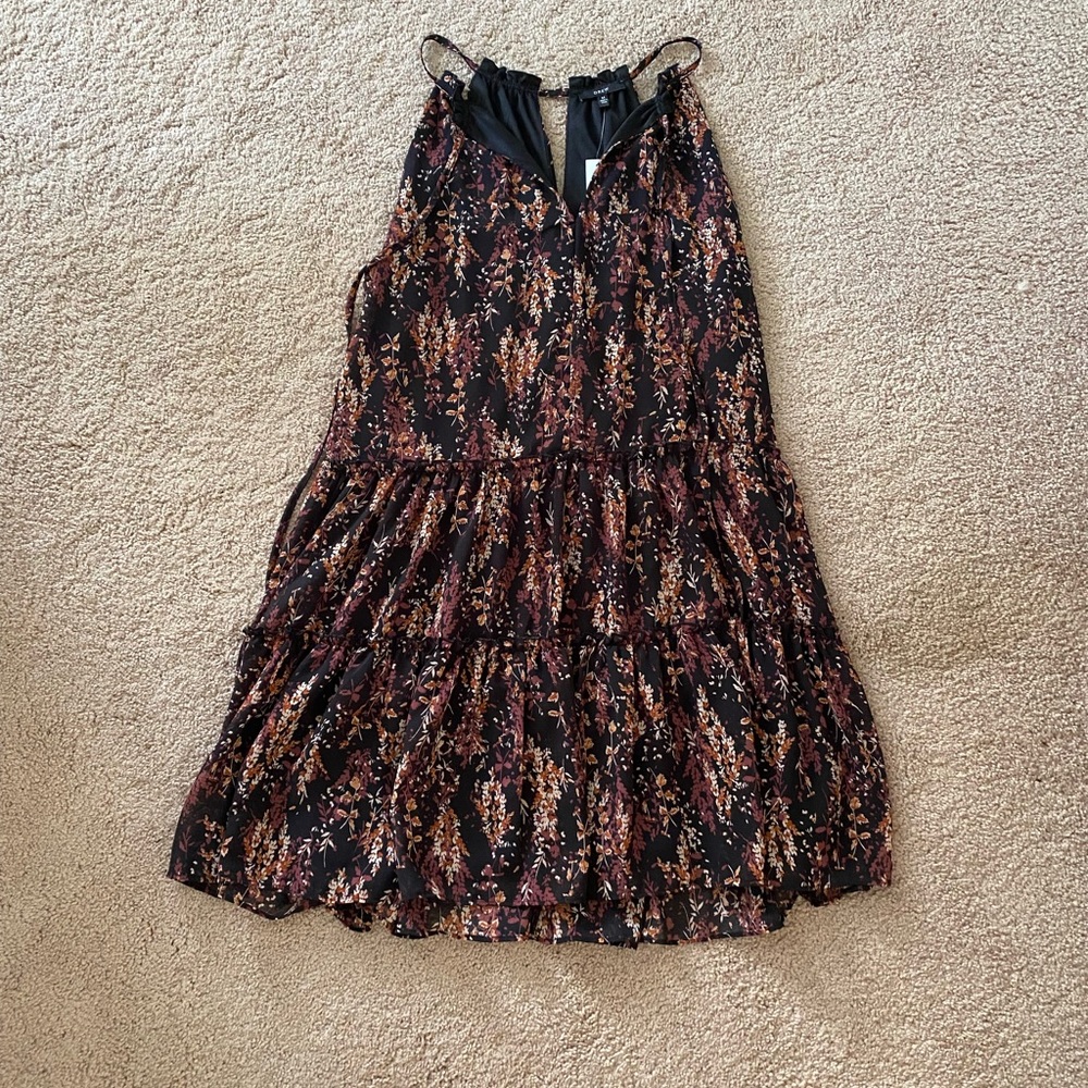 Drew- NWT Neutral Floral Ruffle Sleeveless Mini Dress - Picture 2 of 3